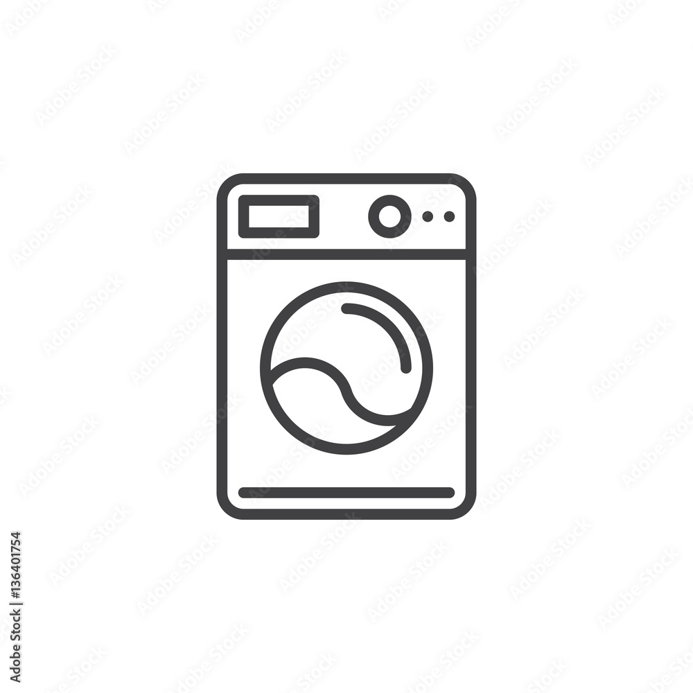 Washing machine line icon, outline vector sign, linear pictogram isolated on white. Laundry symbol, logo illustration Washing machine line icon, outline vector sign, linear pictogram isolated on white. Laundry symbol, logo illustration