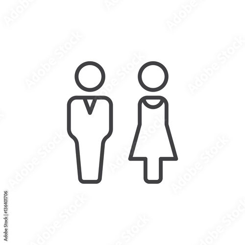 Man and woman line icon, outline vector sign, linear pictogram isolated on white. Couple symbol, logo illustration