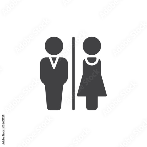 Man and Woman toilet icon vector, filled flat sign, solid pictogram isolated on white. WC, Water closet symbol, logo illustration
