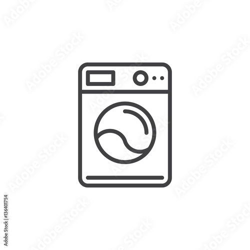 Washing machine line icon, outline vector sign, linear pictogram isolated on white. Laundry symbol, logo illustration