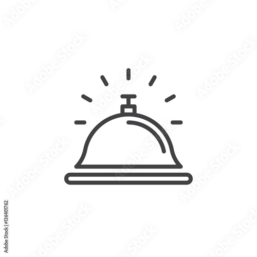 Reception bell line icon, outline vector sign, linear pictogram isolated on white. Help desk symbol, logo illustration
