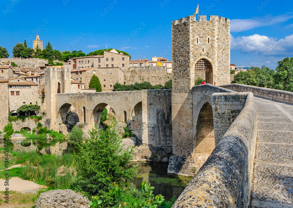 The bridge over the moat into the historic Catalan city of Besal