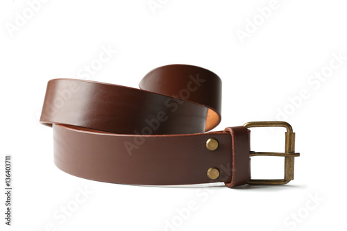 Stylish leather belt on whi...