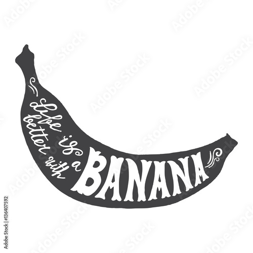 Hand drawn illustration of isolated black banana silhouette 