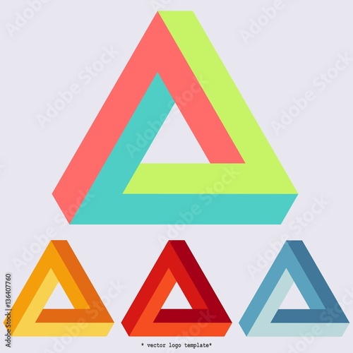 Penrose triangle. Vector logo template. Impossible triangle shape.