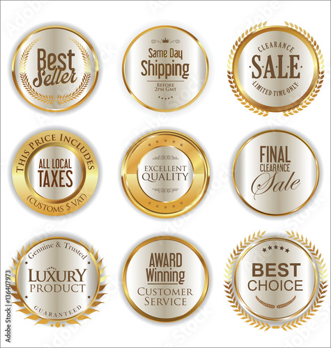 Luxury golden retro labels collection 