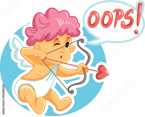 Vector Cupid Making a Mistake Shooting the Wrong Target