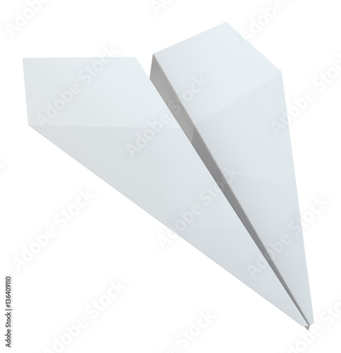 Origami paper airplane on white background
