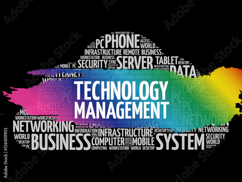 Technology Management word cloud, business concept background