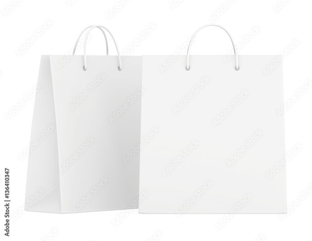 Shopping Bags collection isolated on white background. 3d rendering