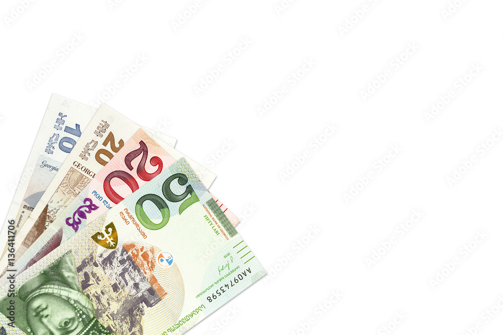 heap of georgian lari bank notes background heap of georgian lari bank notes background