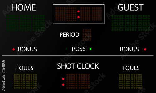 Sports electronic scoreboard. Blank electronic scoreboard mockup. Vector illustration