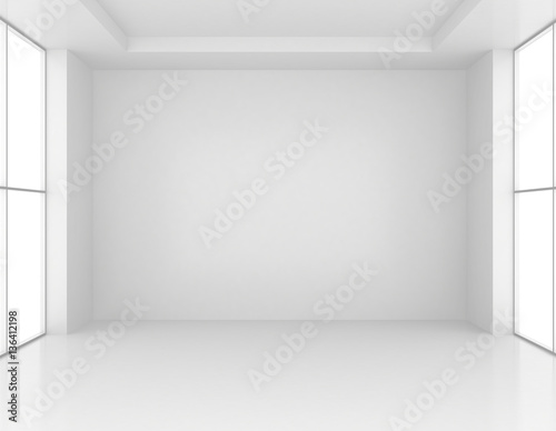White Room Interior. Empty Wall Background. 3d rendering