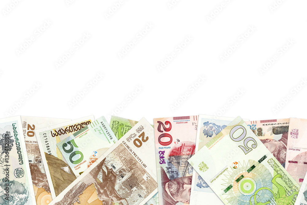 heap of georgian lari bank notes background heap of georgian lari bank notes background