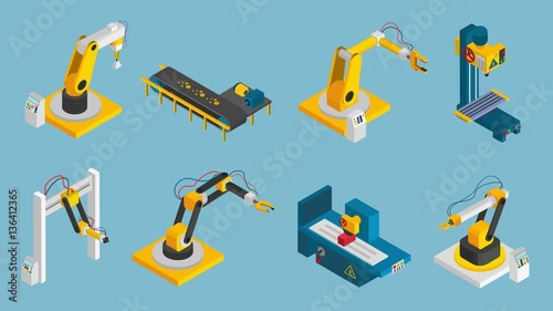 Industrial robot video animation footage