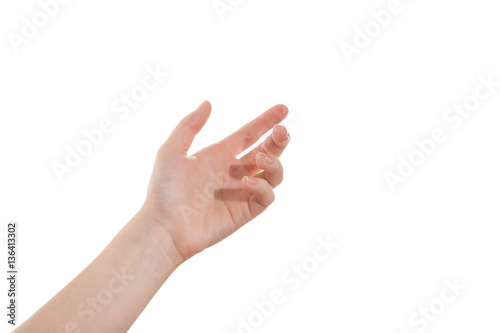 Wallpaper Mural Open girl's hand isolate on a white background Torontodigital.ca