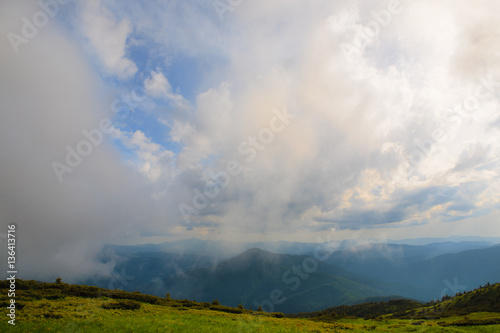 Cloudy sky in mountains Carpathians