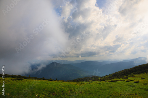 Cloudy sky in mountains Carpathians