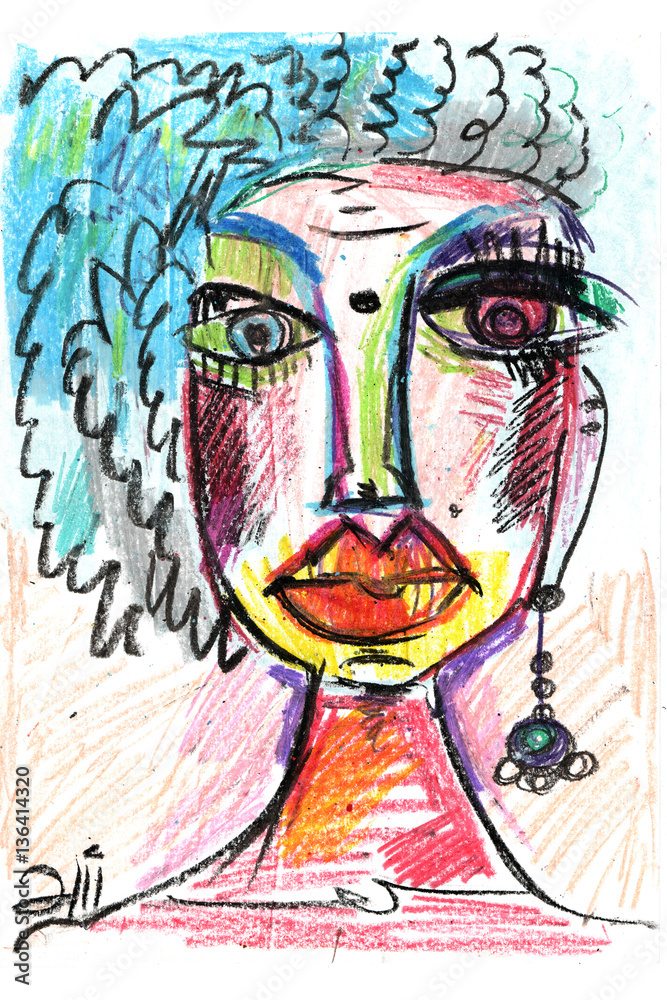 face in decorative style. fashion illustration. pastel-4 face in decorative style. fashion illustration. pastel-4