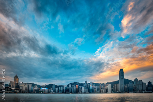 Photography Sunrise in Victoria harbor, Hong Kong