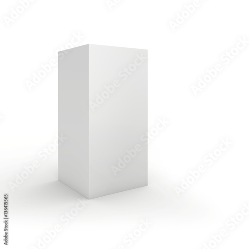 Blank box on white background. 3d render.