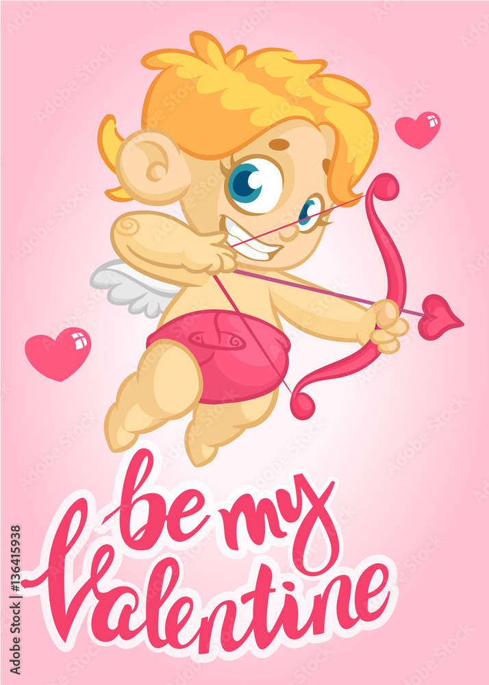 Cartoon cupid. St Valentine's vector postcard