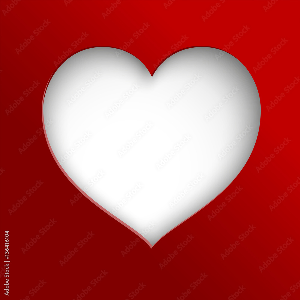 White heart vector illustration on red background as template for valentines day greeting card, paper cut out art style White heart vector illustration on red background as template for valentines day greeting card, paper cut out art style