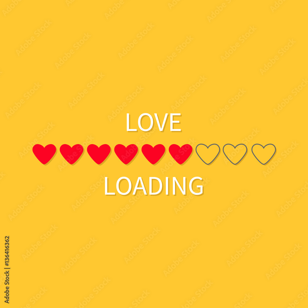 Progress status bar icon. Love loading collection. Red heart. Funny happy valentines day design app download timer. Yellow background. Flat trendy object. Isolated. Stock Vector | Adobe Stock Progress status bar icon. Love loading collection. Red heart. Funny happy valentines day design app download timer. Yellow background. Flat trendy object. Isolated. Stock Vector | Adobe Stock