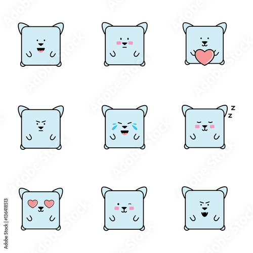 Set of emoticons with cat personaje photo