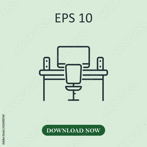 Working table icon vector