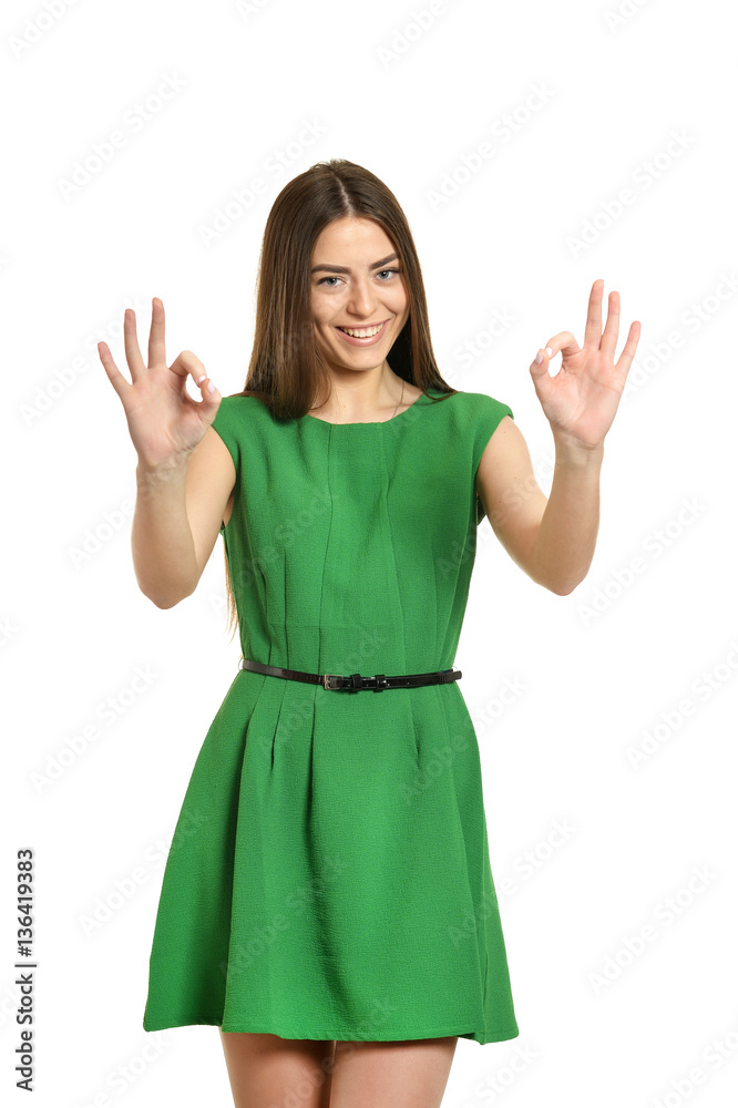 Woman doing OK gesture Woman doing OK gesture