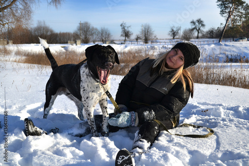 зимняя прогулка с собакой