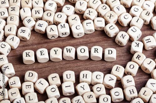 Obraz na płótnie Keyword, letter dices word w salonie