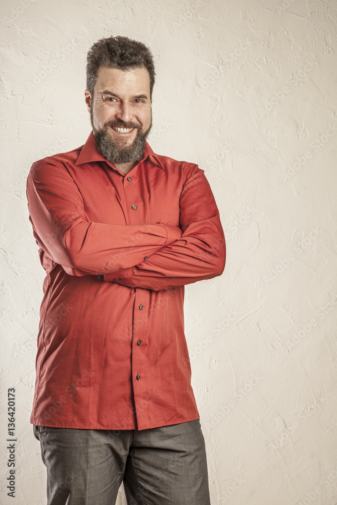 Positive, confident adult European man with beard Positive, confident adult European man with beard