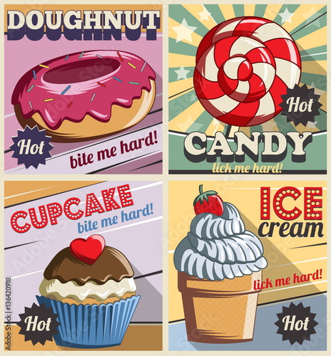Set of retro sweets posters templates
