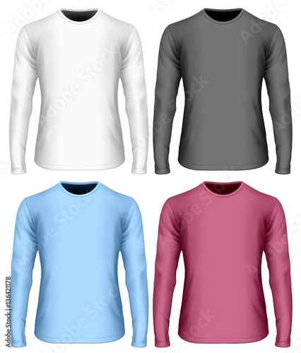 Black. White and color variants of long-sleeved t shirt