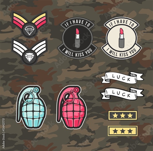 Set Of Women Military and Army Patches and Badges