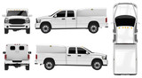 White pickup truck template isolated car on white background.