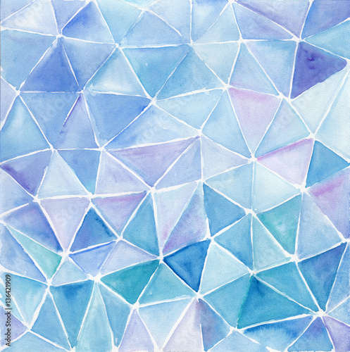 Abstract watercolor background polygonal hand painted