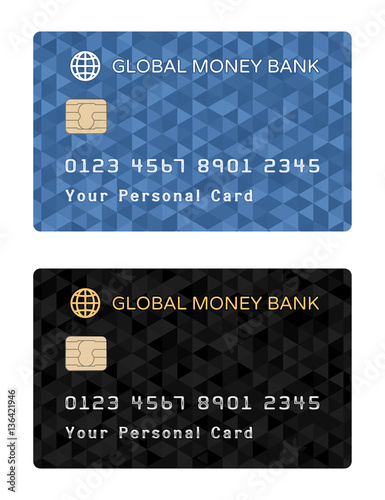 Designs of a Payment Card. Various graphic designs of one side of a payment or debit or credit plastic card with a couple of color schemes.
