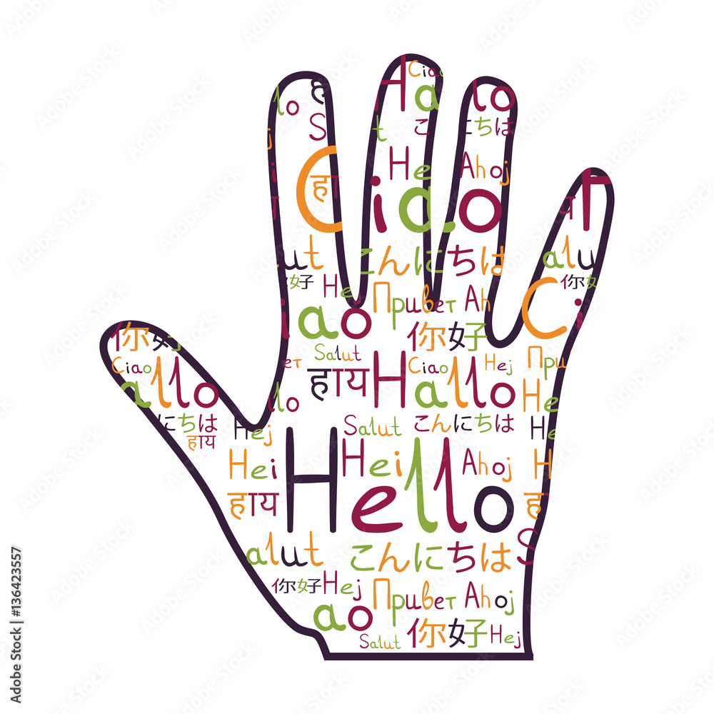 Friendship hand hello and hi with hello pattern purple Friendship hand hello and hi with hello pattern purple