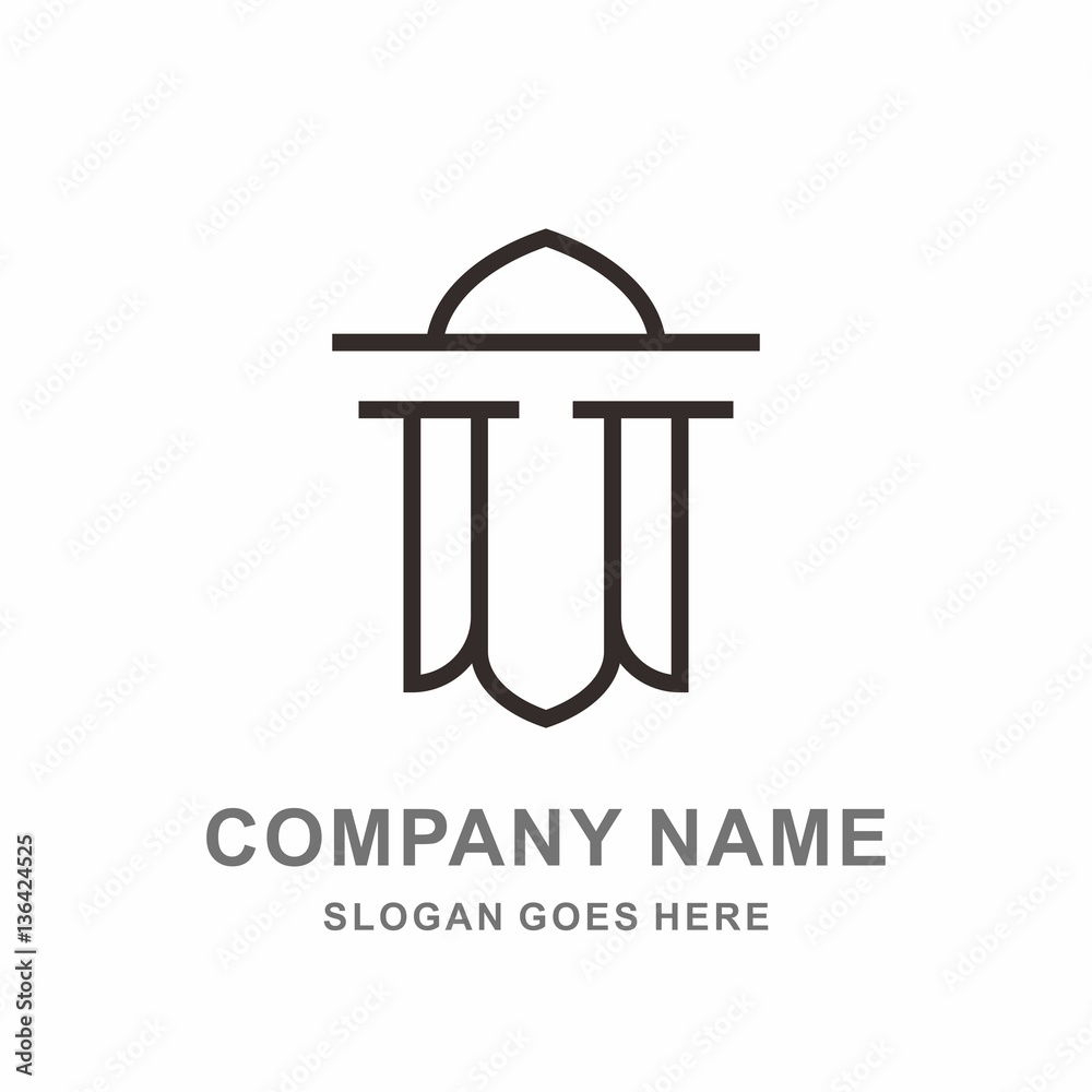 Historical Building Shape Outline Attorney Law Firm Architecture Business Company Stock Vector Logo Design Template 