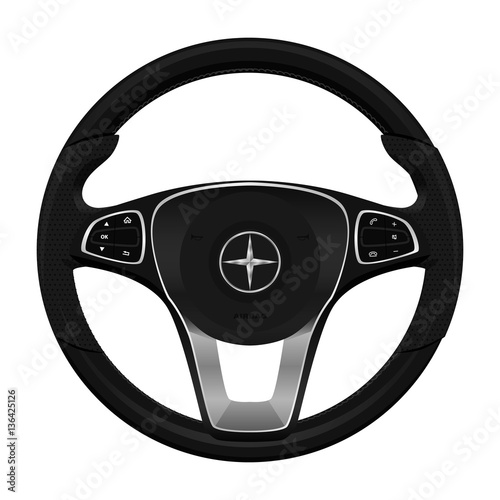realistic car. luxury steering wheel.