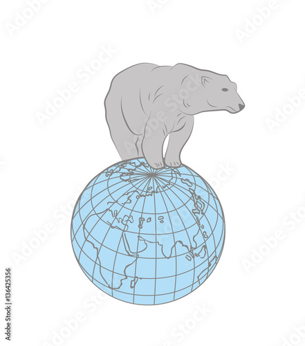 polar bear standing on the earth. vector illustration.