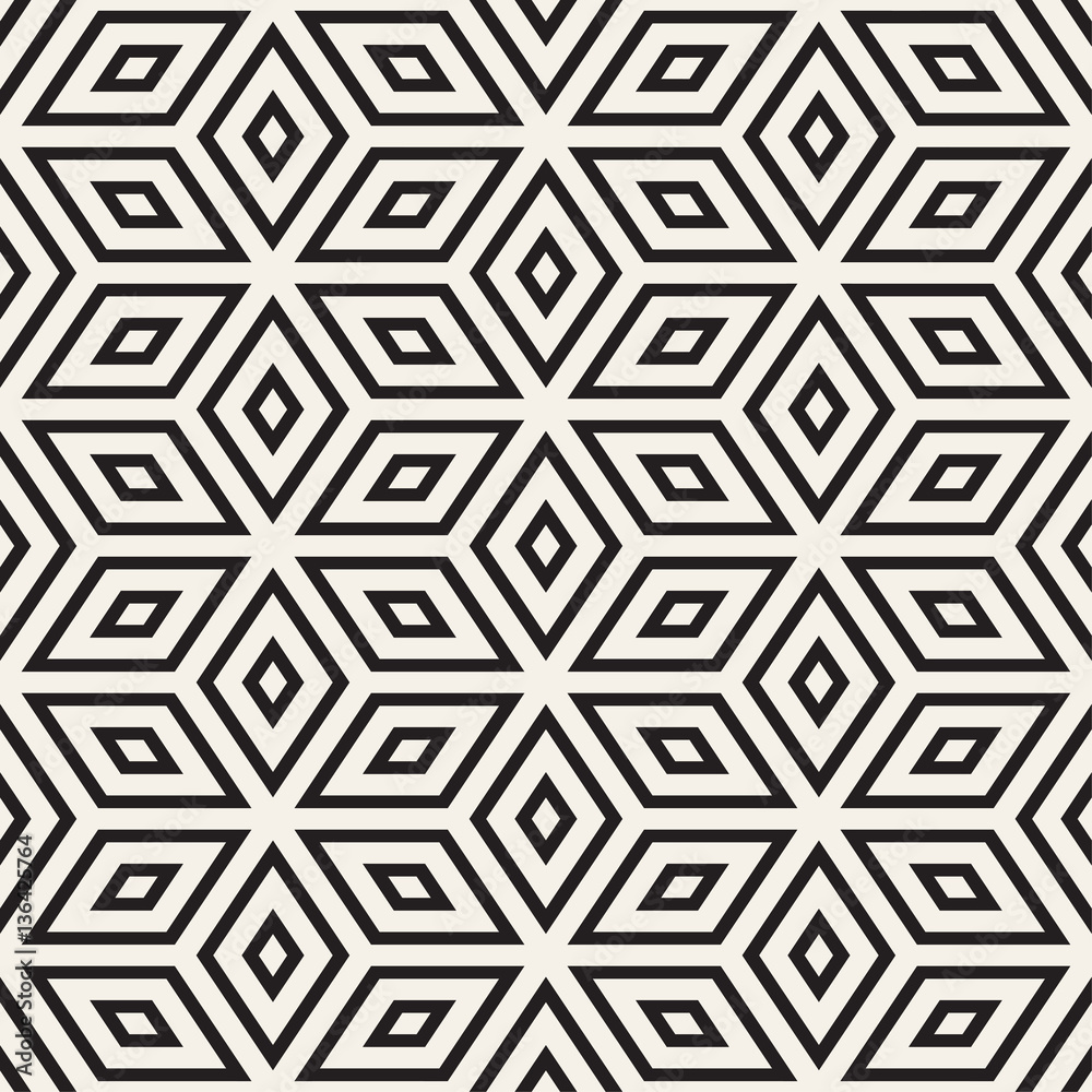 Trendy Monochrome Line Lattice. Vector Seamless Black and White Pattern. Trendy Monochrome Line Lattice. Vector Seamless Black and White Pattern.