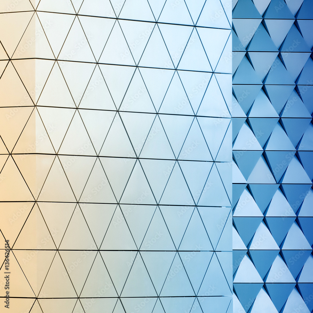 Abstract 3d illustration of modern aluminum ventilated facade of triangles Abstract 3d illustration of modern aluminum ventilated facade of triangles