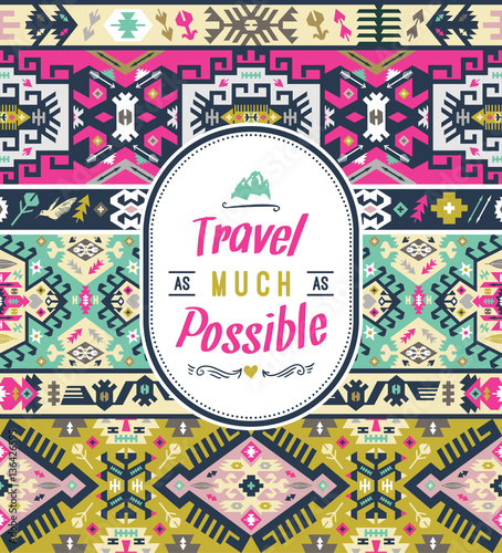 Fancy abstract geometric vector pattern in tribal style