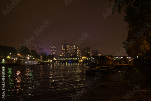 Seine river in Paris at night