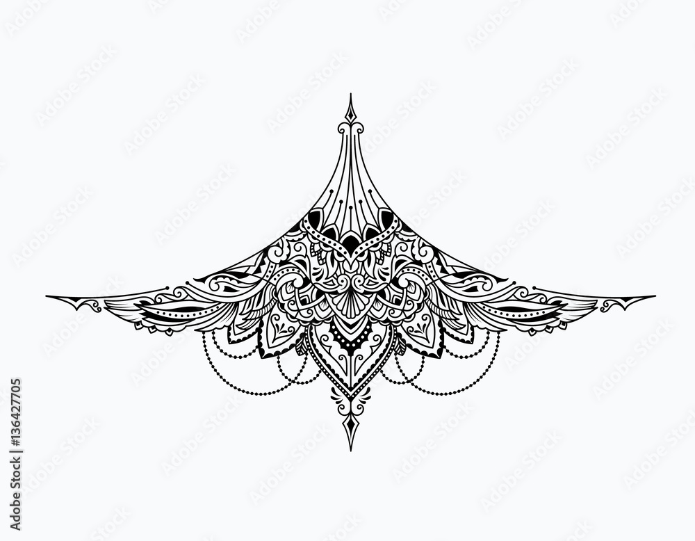 Tattoo under chest girl vintage design vector illustration Adobe Stock