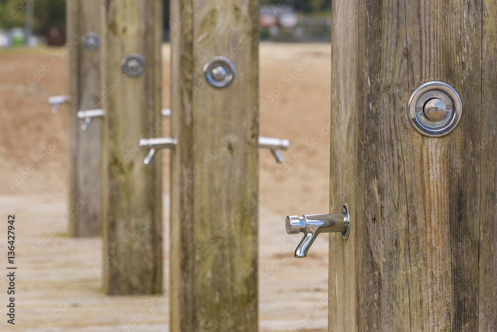 Public shower on the beach.